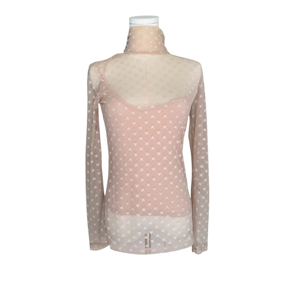 guess sheer star mesh top y2k balletcore long sleeve nude aesthetic S